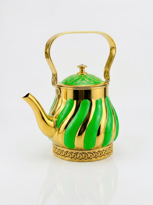 Luxury Stainless Steel Gold & Green Tea Pot