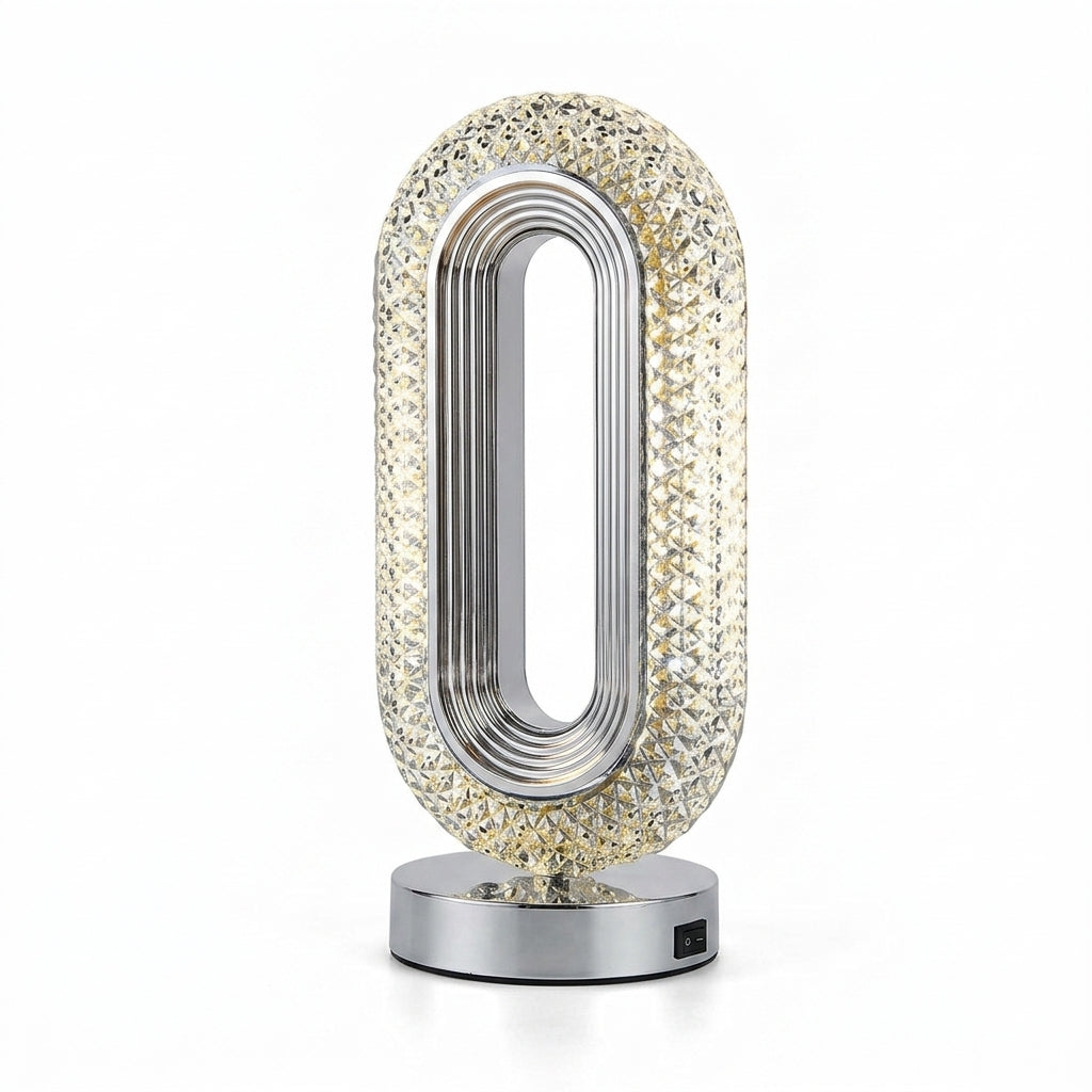 Crystal Oval Shape Table Lamp Rechargeable