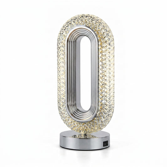 Crystal Oval Shape Table Lamp Rechargeable