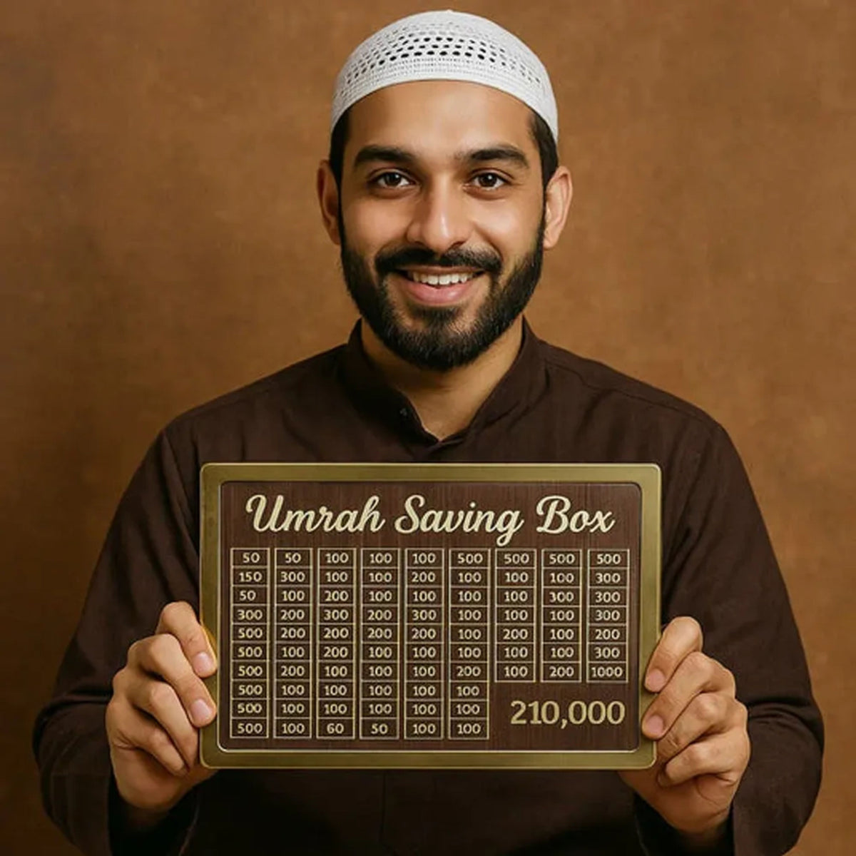 Umrah Saving Box - Wooden Islamic Money Saving Box - 280 Days