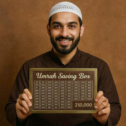 Umrah Saving Box - Wooden Islamic Money Saving Box - 280 Days
