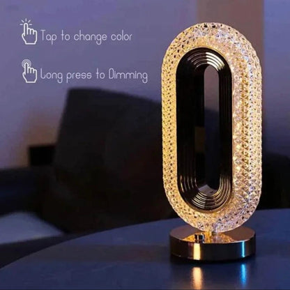 Crystal Oval Shape Table Lamp Rechargeable
