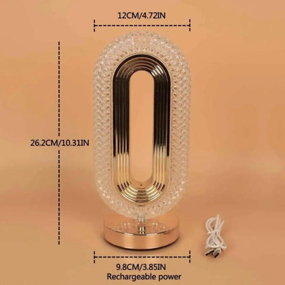 Crystal Oval Shape Table Lamp Rechargeable