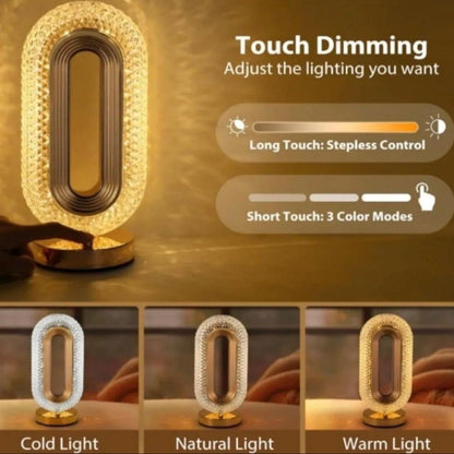 Crystal Oval Shape Table Lamp Rechargeable