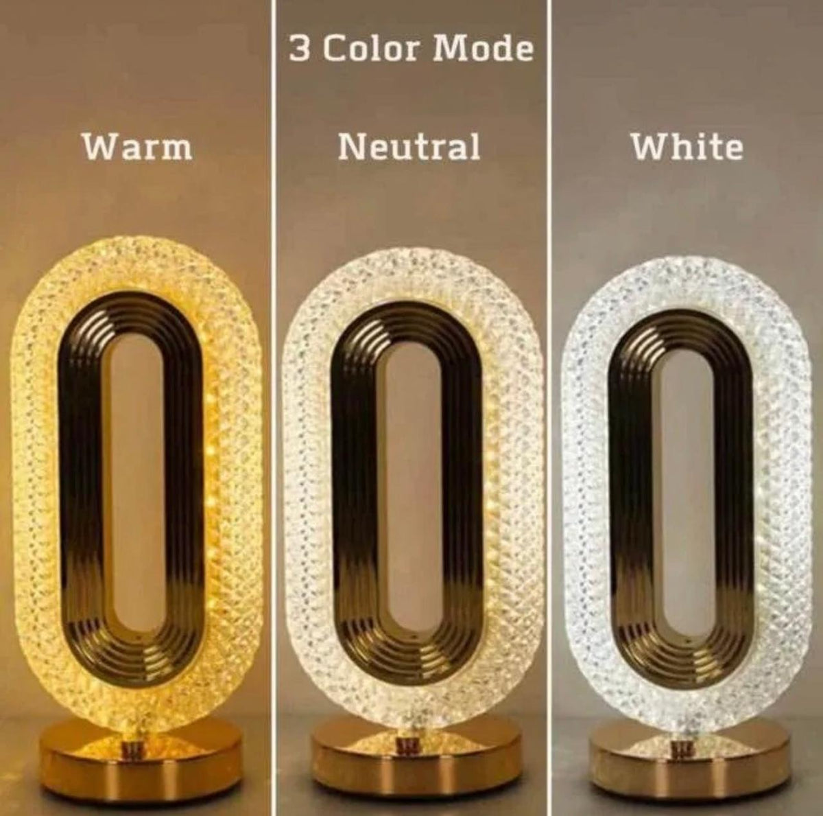 Crystal Oval Shape Table Lamp Rechargeable