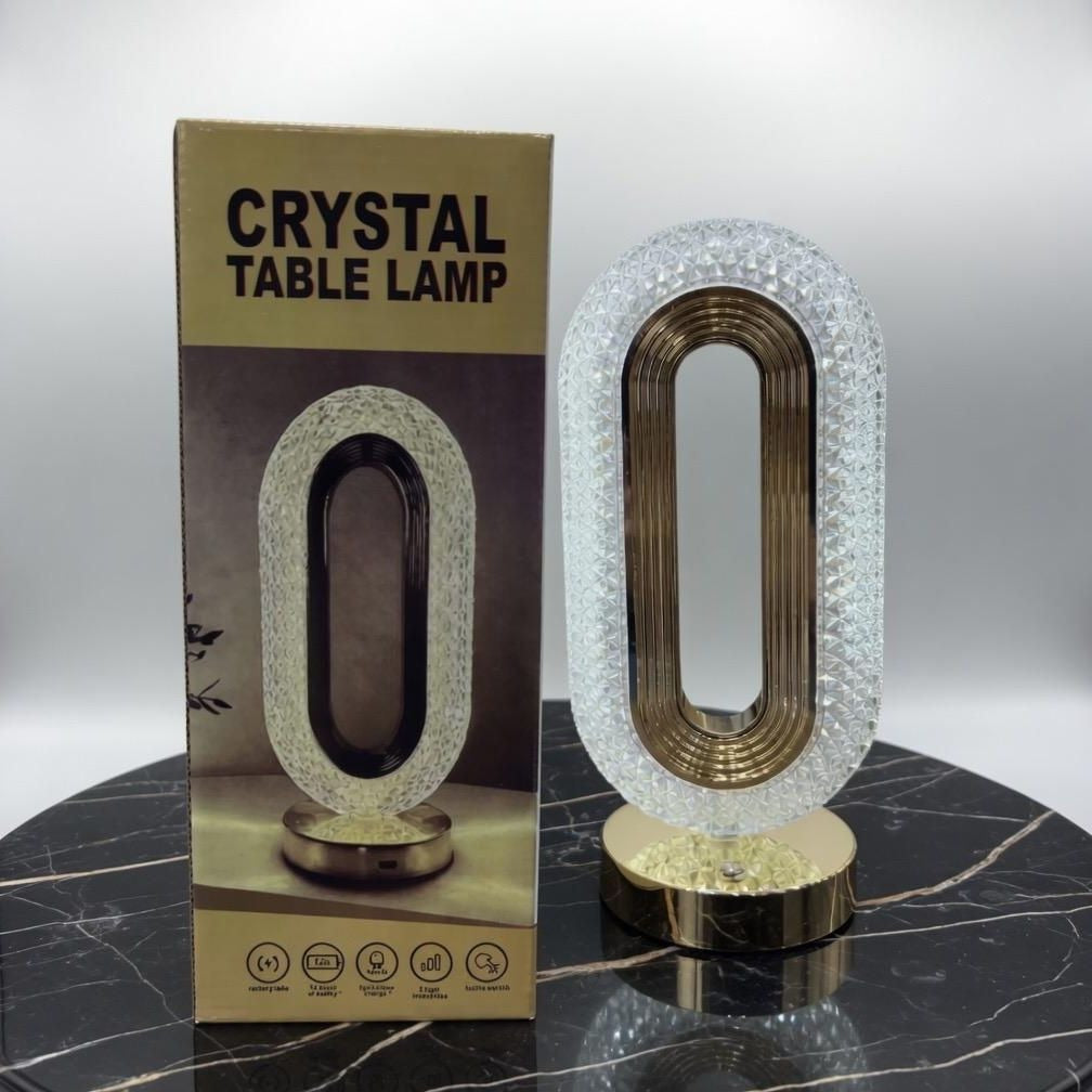Crystal Oval Shape Table Lamp Rechargeable