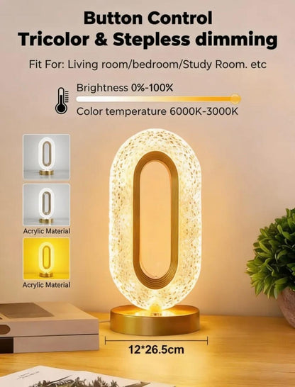 Crystal Oval Shape Table Lamp Rechargeable