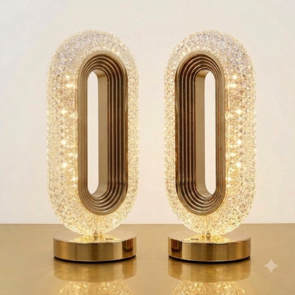 Crystal Oval Shape Table Lamp Rechargeable