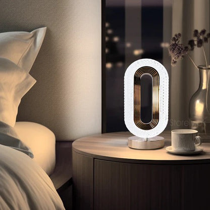 Crystal Oval Table Lamp with Gold Accents