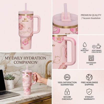 Stanley x Barbie  Floral Quencher Tumbler with Straw (40oz)