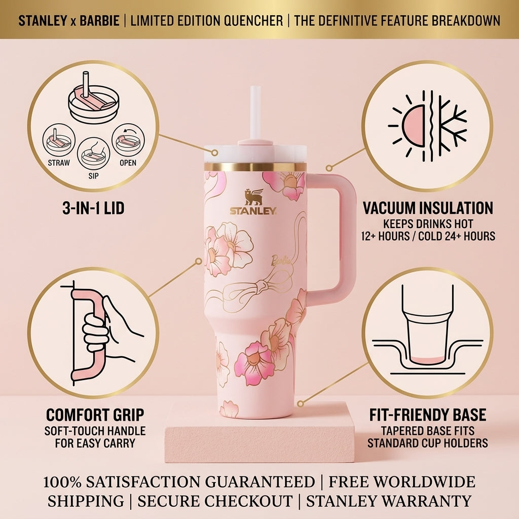 Stanley x Barbie  Floral Quencher Tumbler with Straw (40oz)